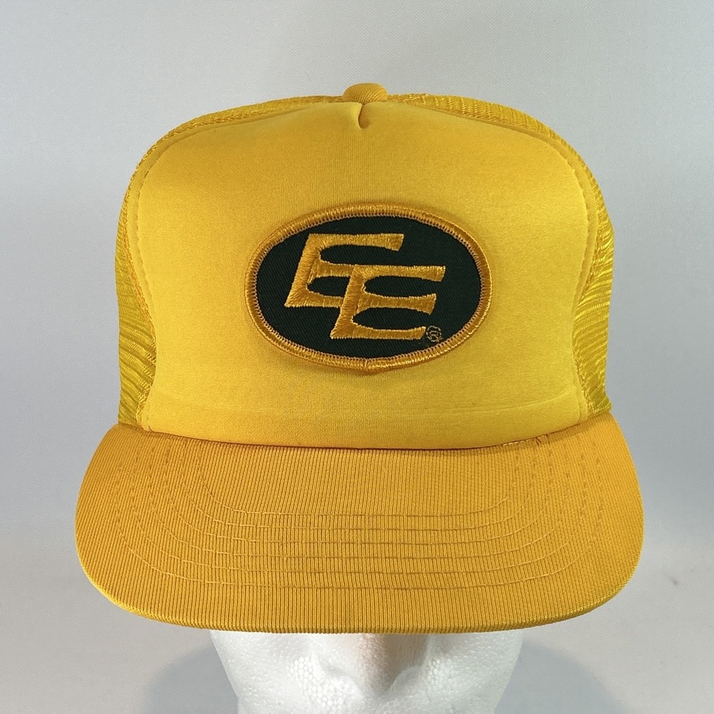 Vintage Edmonton Eskimos Hat Cap Trucker Snap Back Patch Canadian Football CFL